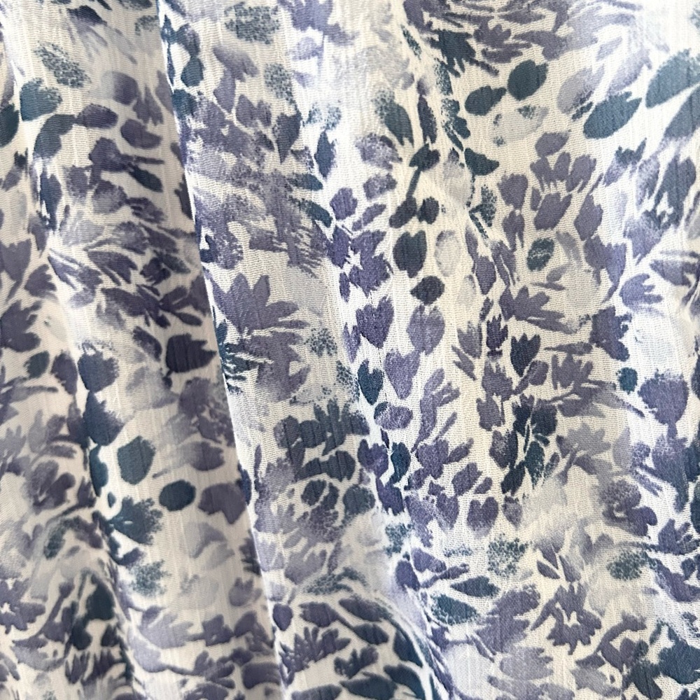Blue and White Floral Tiered Mini Dress - Picture 4 of 5